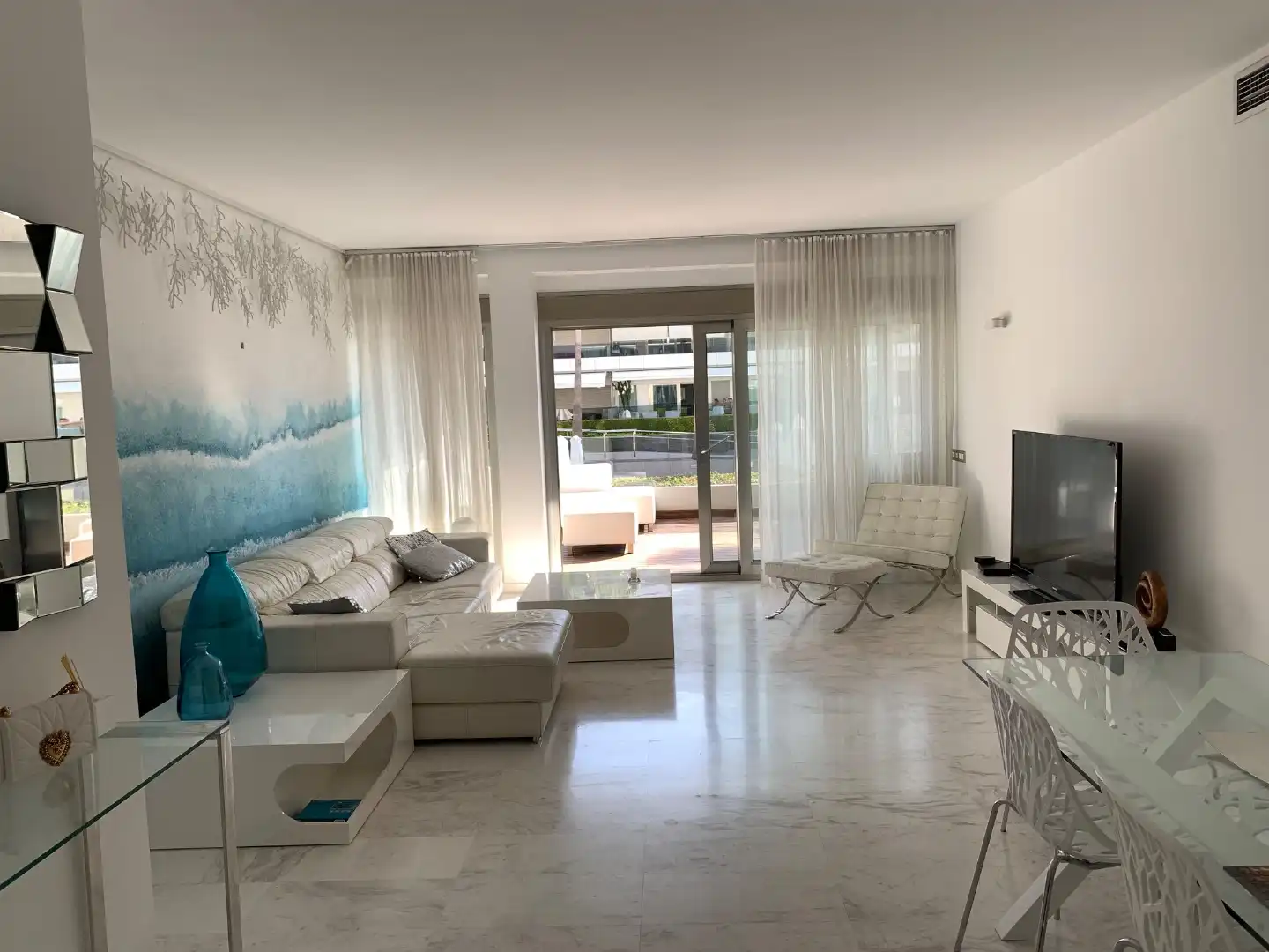 Living room of Flat for rent in Eivissa  with Air Conditioner, Terrace and Furnished