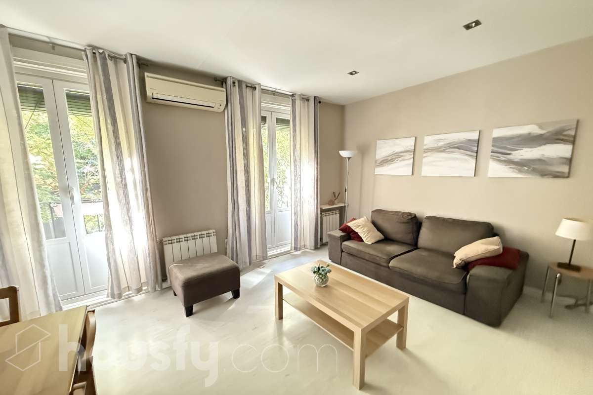 Living room of Flat to rent in  Madrid Capital  with Air Conditioner, Heating and Furnished