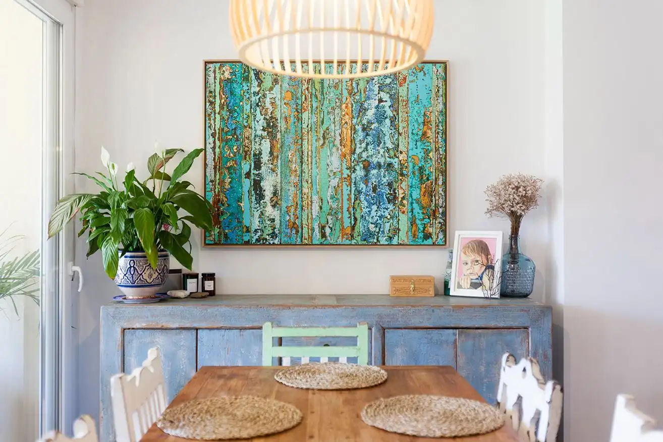 Esszimmer von Einfamilien-Reihenhaus zum Verkauf in Tarifa mit Klimaanlage, Heizung und Privatgarten