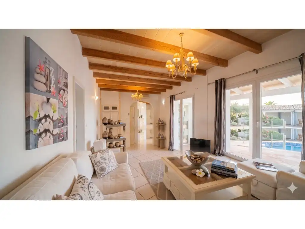 Wohnzimmer von Haus oder Chalet zum Verkauf in Llucmajor mit Klimaanlage, Privatgarten und Terrasse