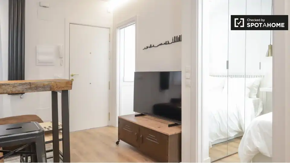 Living room of Flat for rent in Madrid  with Air Conditioner, Heating and Furnished