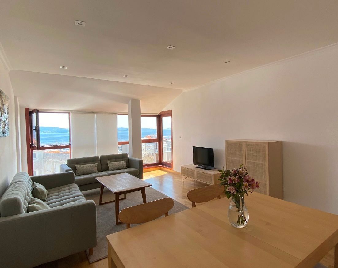 Living room of Attic to rent in Sanxenxo  with Heating, Parquet flooring and Terrace