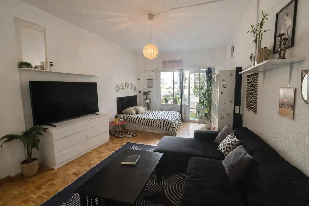 Sala de estar de Estudio en venta en  Madrid Capital con Calefacción, Terraza y Balcón