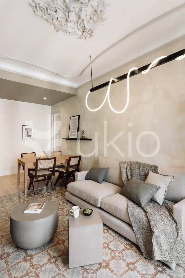 Sala de estar de Apartamento de alquiler en Barcelona con Aire acondicionado, Calefacción y Amueblado