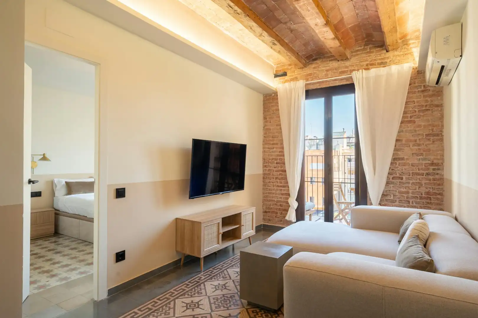 Living room of Flat for rent in Barcelona  with Air Conditioner, Furnished and Washing machine