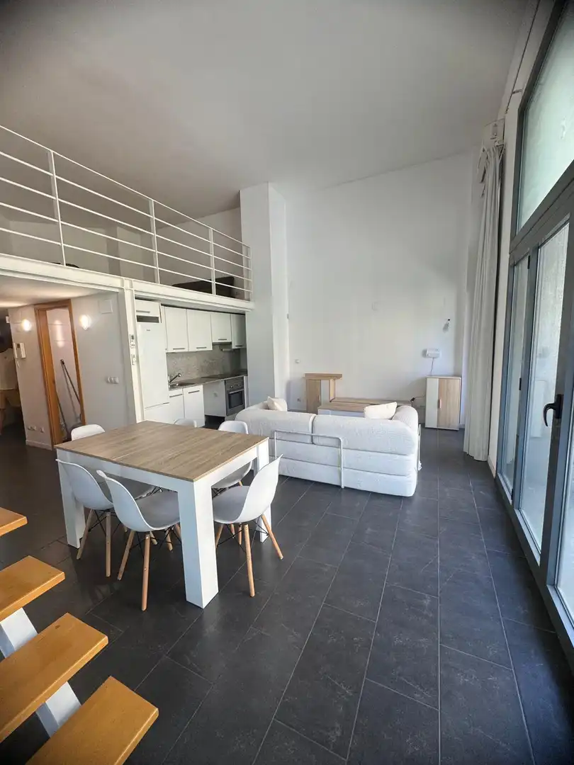 Sala d'estar de Loft de lloguer en Barcelona amb Aire condicionat, Moblat i Balcó