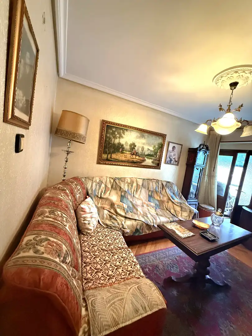 Sala d'estar de Pis en venda en Aguilar de Campoo amb Parquet, Terrassa i Moblat