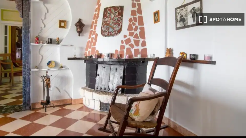 Sala d'estar de Apartament per a compartir en Torremolinos amb Aire condicionat, Terrassa i Moblat