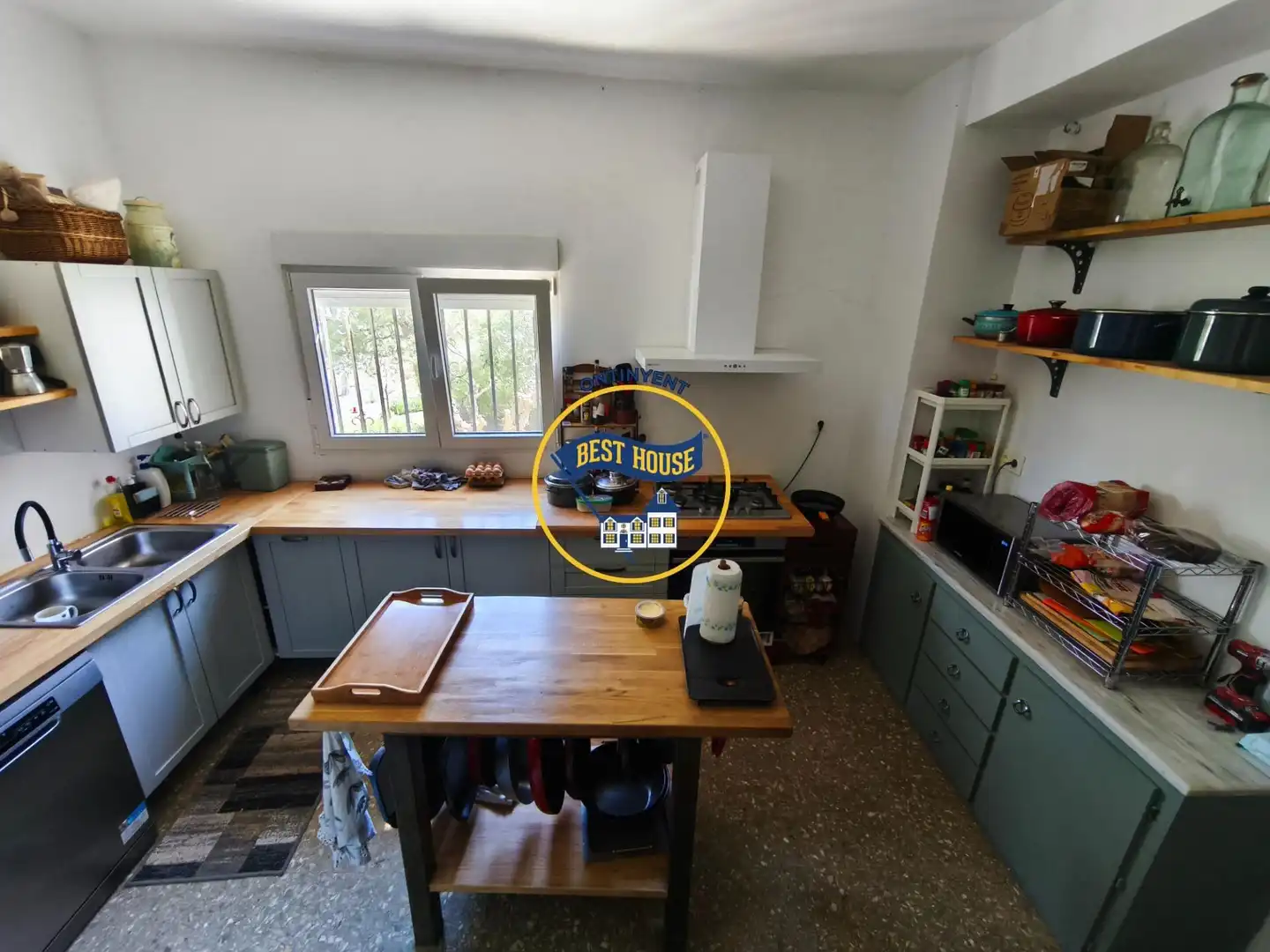 Cocina de Finca rústica en venta en Alfafara con Aire acondicionado, Jardín privado y Terraza