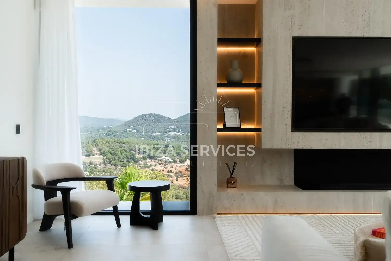 Sala de estar de Casa o chalet en venta en Santa Eulària des Riu con Aire acondicionado, Jardín privado y Piscina