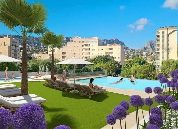 Schwimmbecken von Wohnungen zum Verkauf in Calpe / Calp mit Klimaanlage, Terrasse und Abstellraum