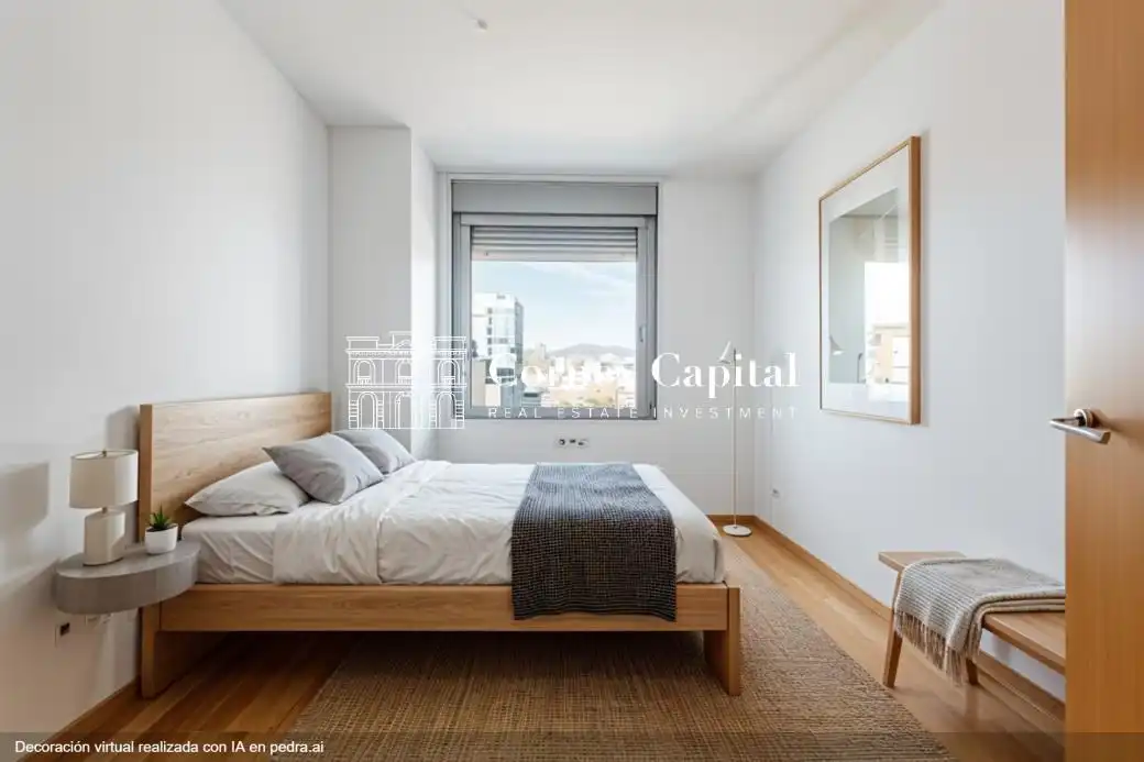 Schlafzimmer von Wohnung zum Verkauf in Barcelona mit Klimaanlage, Heizung und Privatgarten