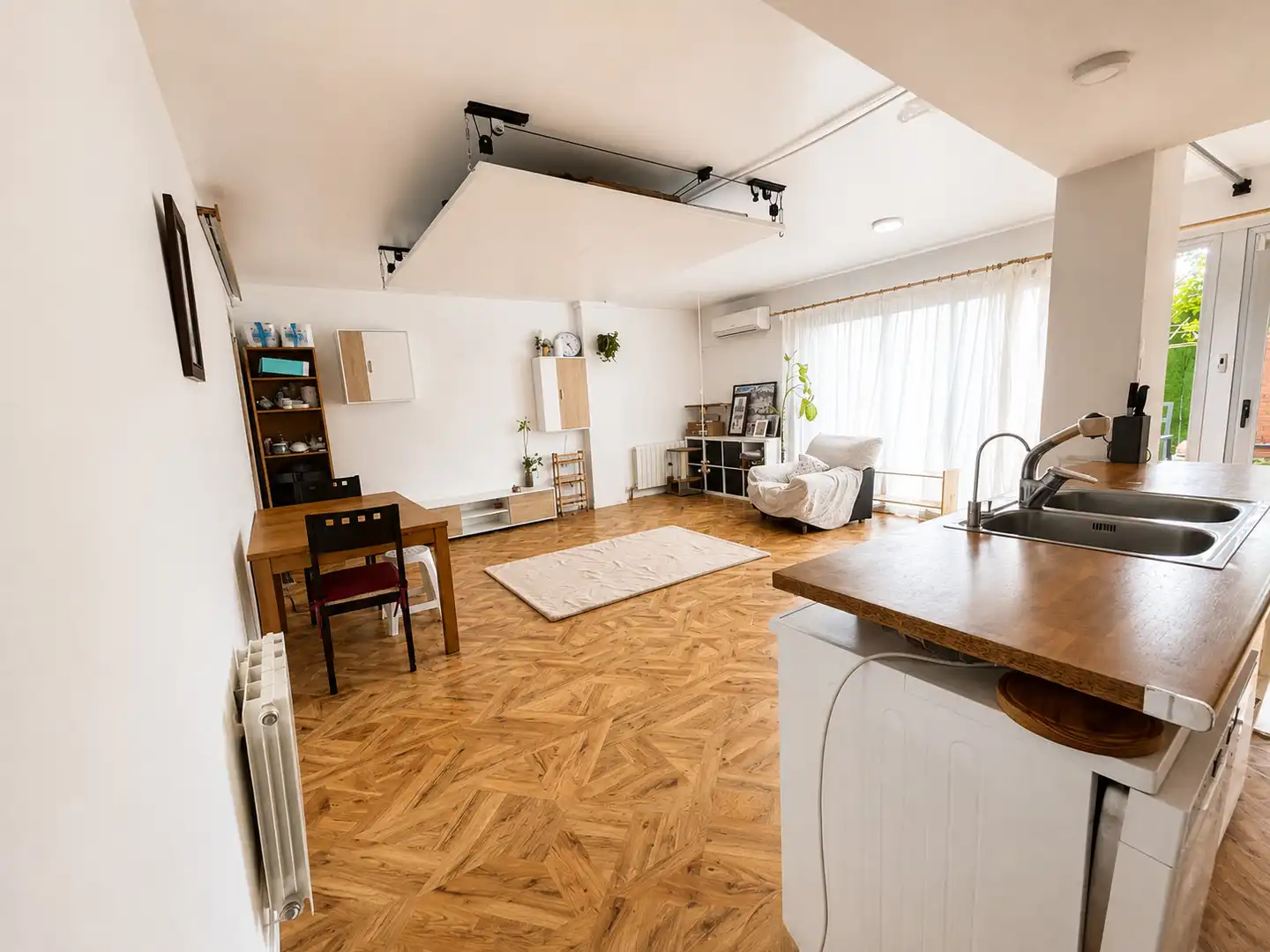 Living room of Ground floor for sale in Sabadell  with Air Conditioner, Parquet flooring and Terrace