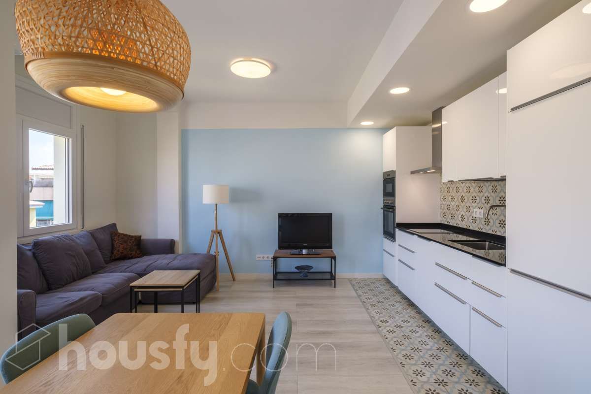 Living room of Flat for sale in  Barcelona Capital  with Air Conditioner, Terrace and Furnished