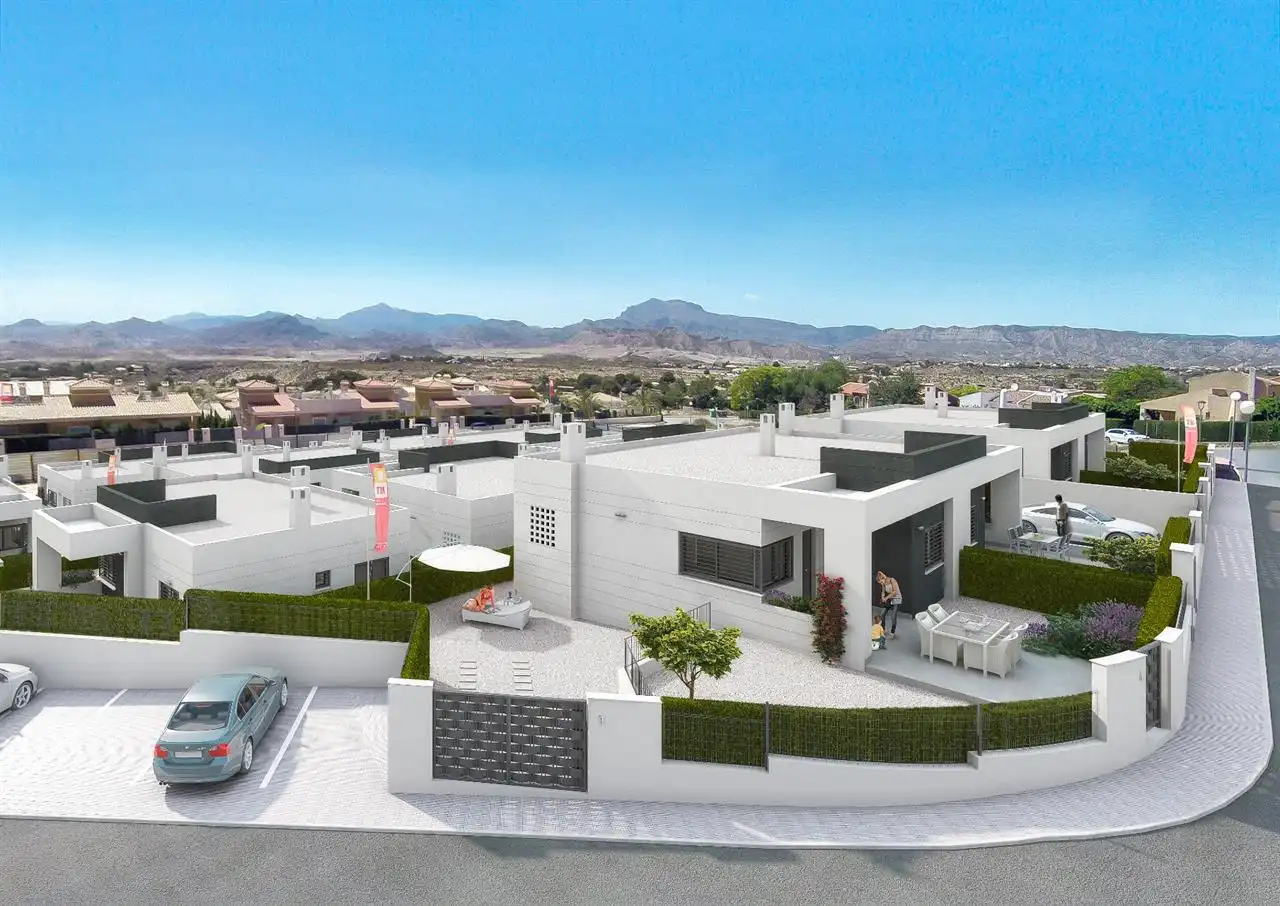 Exterior view of Detached homes for sale in Aspe  with Air Conditioner, Private garden and Swimming Pool