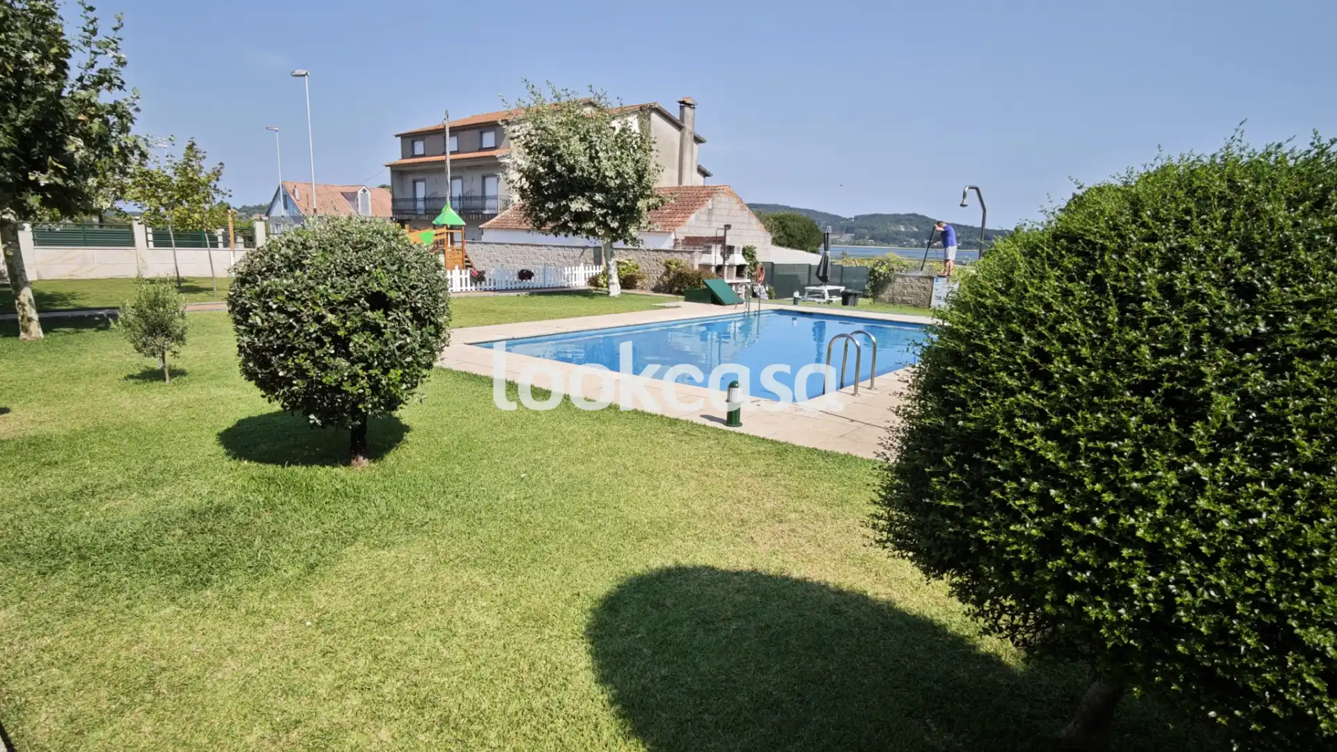 Swimming pool of Flat for sale in Sanxenxo  with Heating, Private garden and Parquet flooring