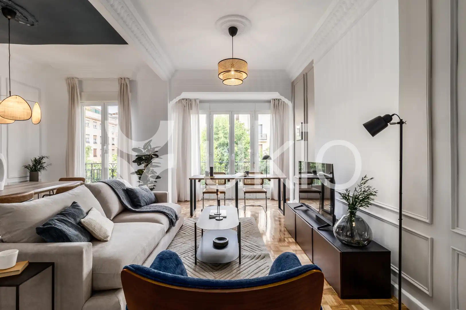 Sala de estar de Apartamento de alquiler en Madrid con Aire acondicionado, Calefacción y Amueblado