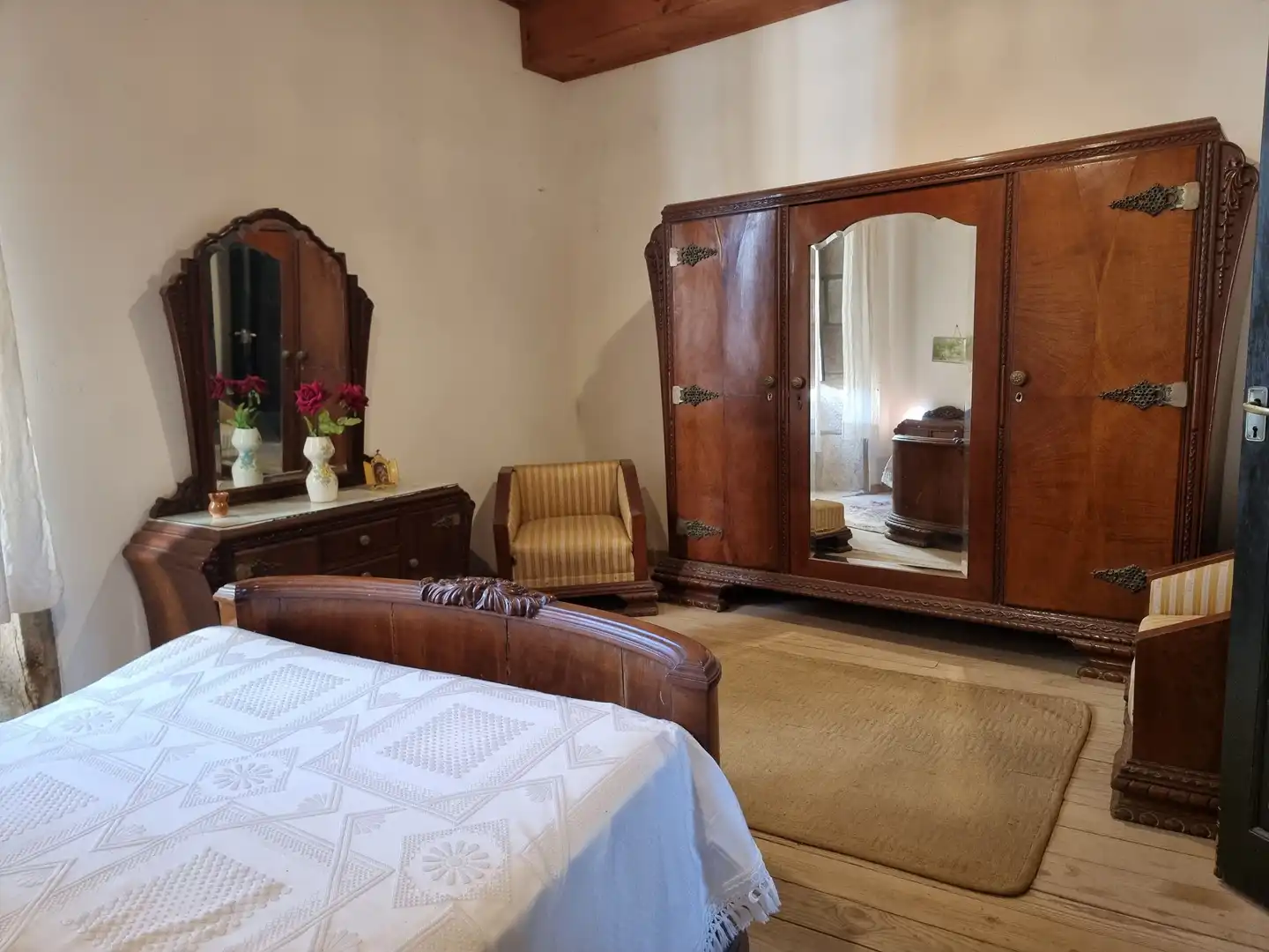 Schlafzimmer von Country house zum Verkauf in A Estrada  mit Privatgarten, Parkett und Terrasse