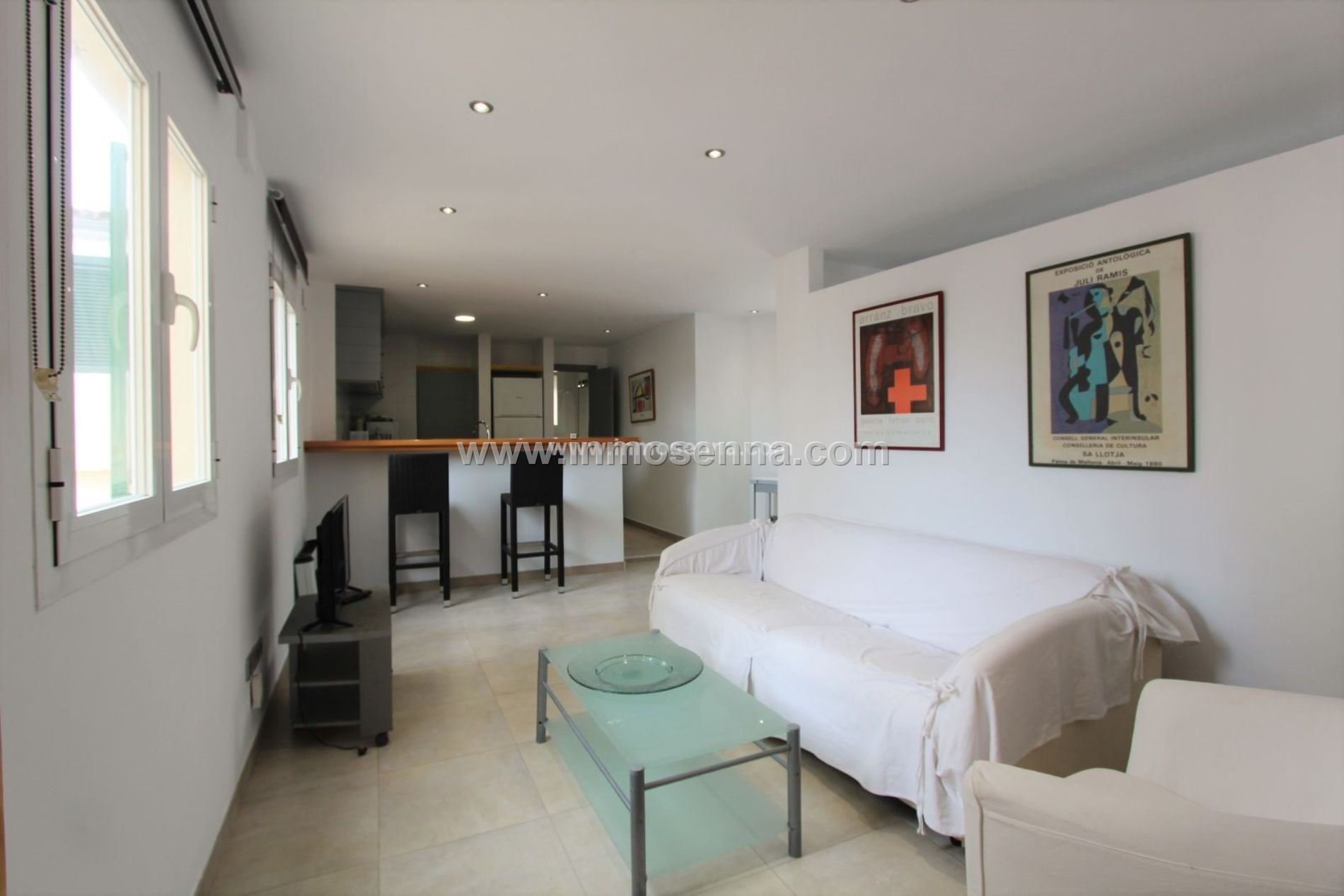 Sala d'estar de Pis de lloguer en  Palma de Mallorca amb Moblat i TV