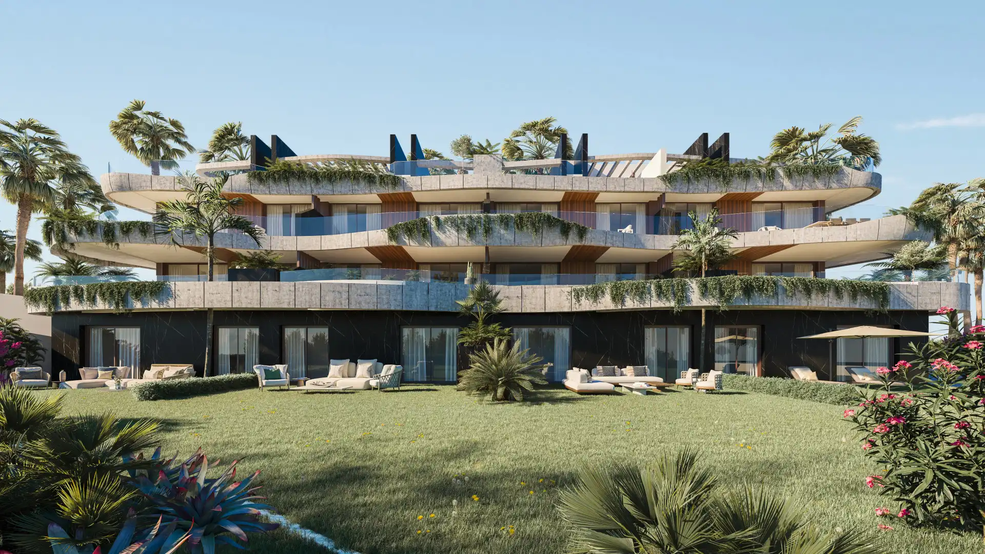 Außenansicht von Dachboden zum Verkauf in Marbella mit Klimaanlage, Terrasse und Schwimmbad