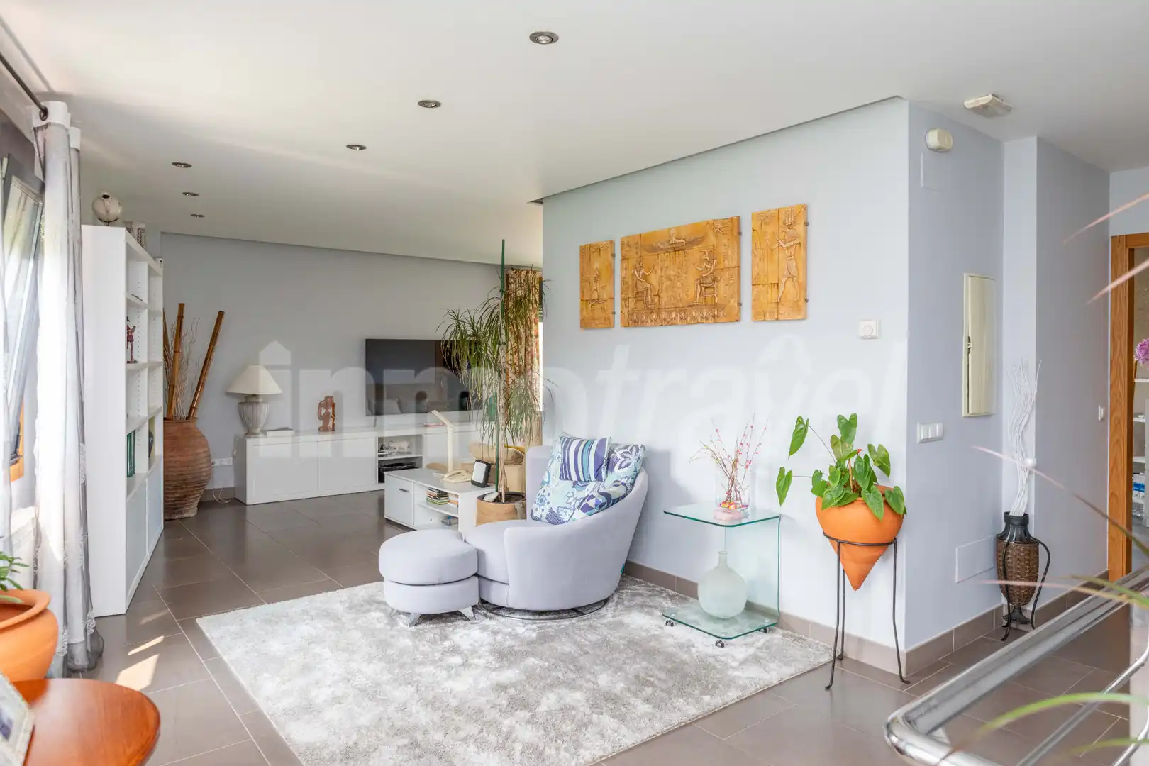 Sala de estar de Casa o chalet en venta en Sanxenxo con Calefacción, Jardín privado y Parquet