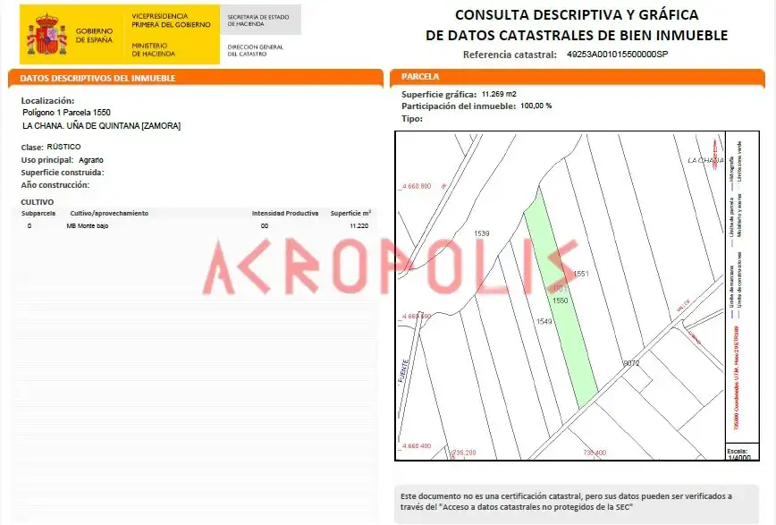 Terreno en venta en Uña de Quintana
