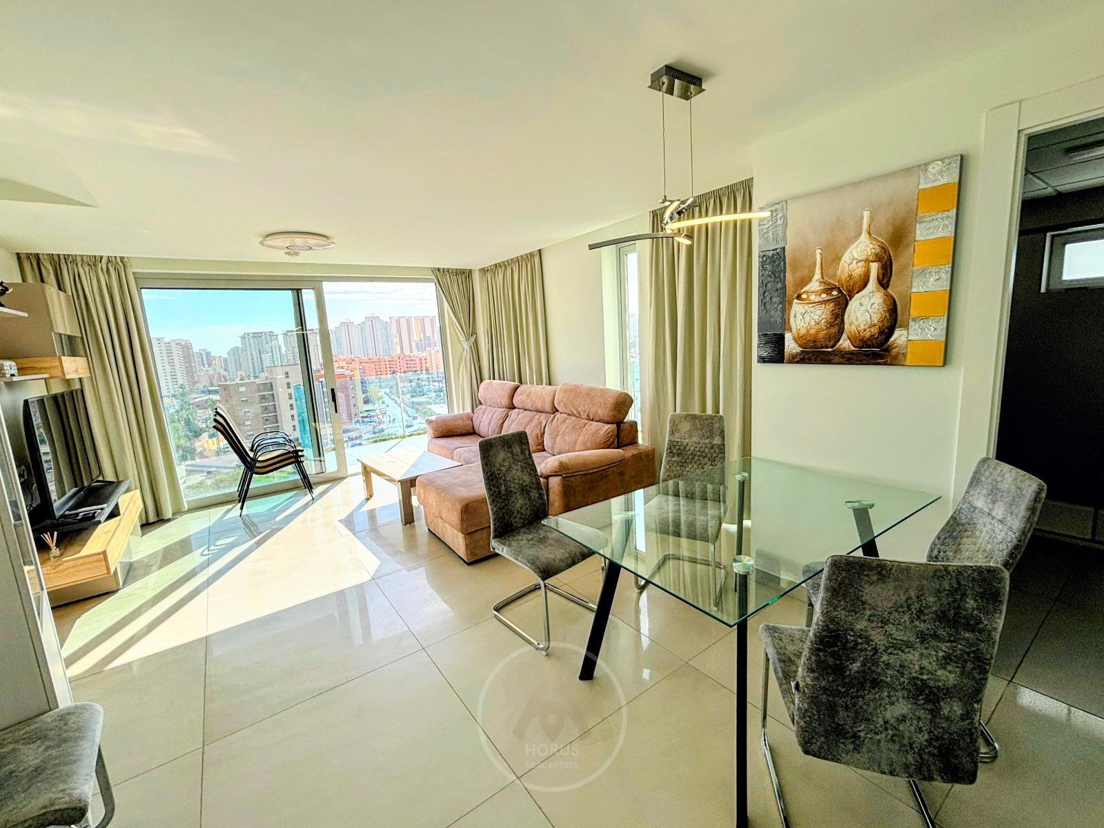 Wohnzimmer von Wohnung zum verkauf in Villajoyosa / La Vila Joiosa mit Klimaanlage, Heizung und Terrasse