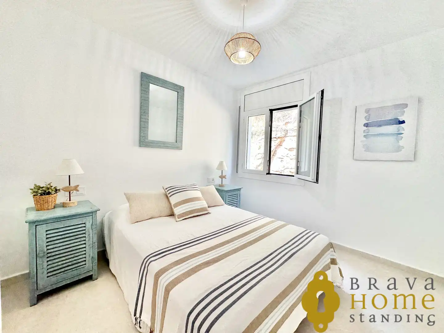 Schlafzimmer von Wohnung zum Verkauf in Roses mit Klimaanlage, Terrasse und Möbliert