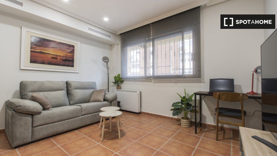 Sala d'estar de Pis de lloguer en  Madrid Capital amb Aire condicionat, Calefacció i Moblat