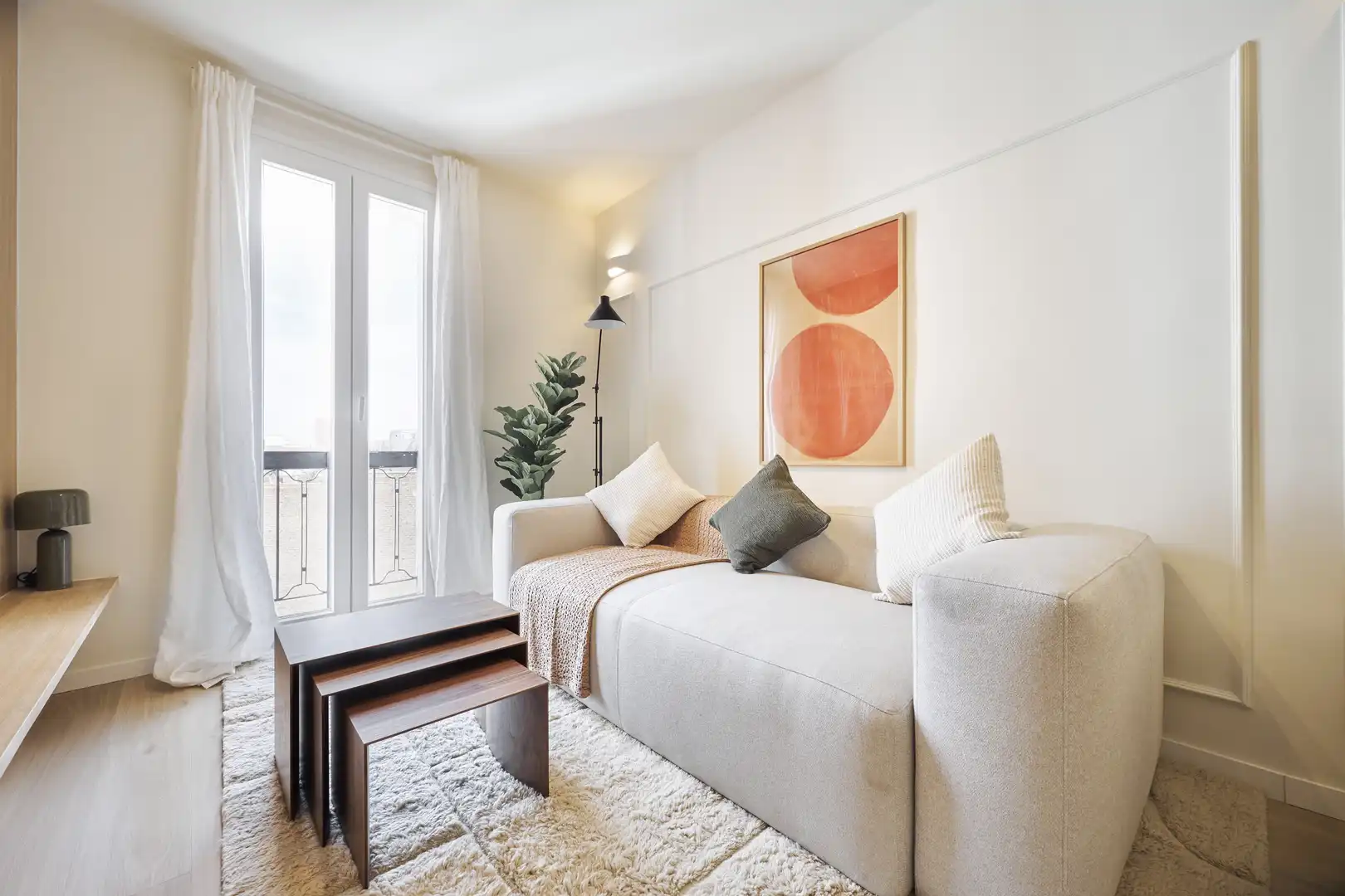 Wohnzimmer von Wohnung zur Miete in Madrid mit Klimaanlage und Balkon