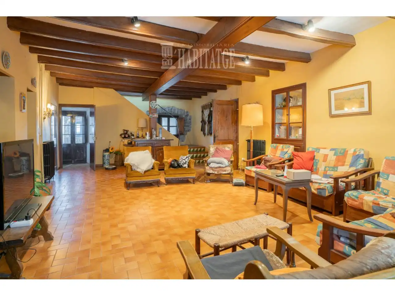 Sala d'estar de Casa o xalet en venda en Prats de Lluçanès amb Calefacció, Jardí privat i Terrassa