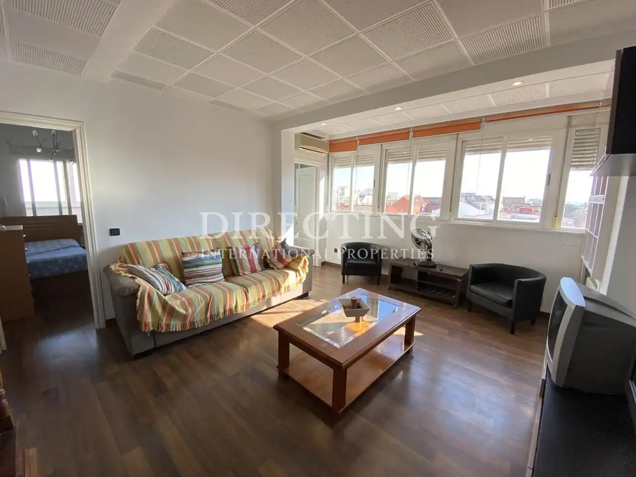 Wohnzimmer von Dachboden zur Miete in Madrid mit Klimaanlage, Heizung und Terrasse