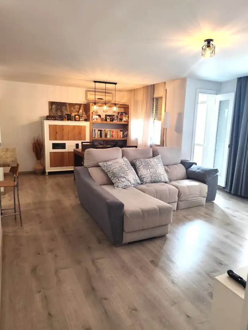 Sala d'estar de Pis en venda en L'Hospitalet de Llobregat amb Aire condicionat, Parquet i Moblat