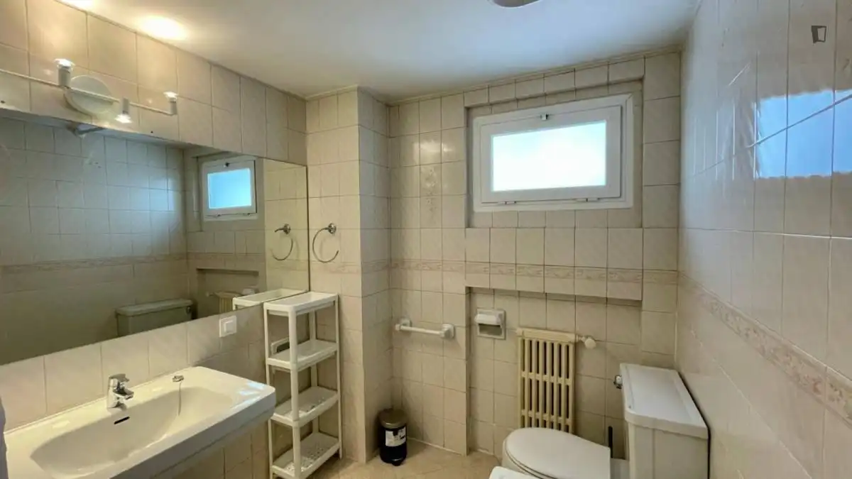 Badezimmer von Wohnungen zur untervermieten in Madrid mit Möbliert, Ofen und Waschmaschine