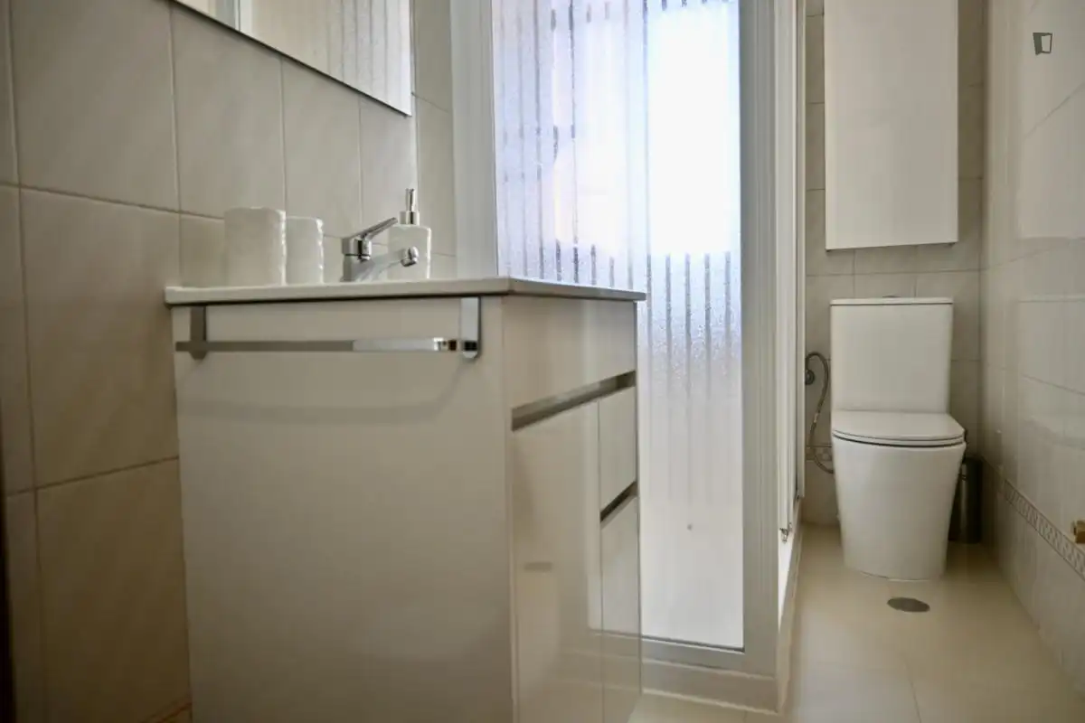 Bany de Apartament de lloguer en Madrid amb Aire condicionat, Calefacció i Moblat