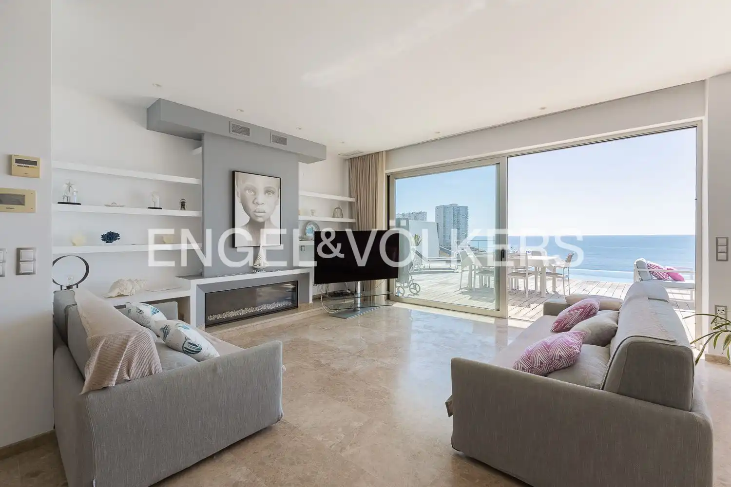 Sala de estar de Casa o chalet de alquiler en Cullera con Aire acondicionado, Calefacción y Piscina