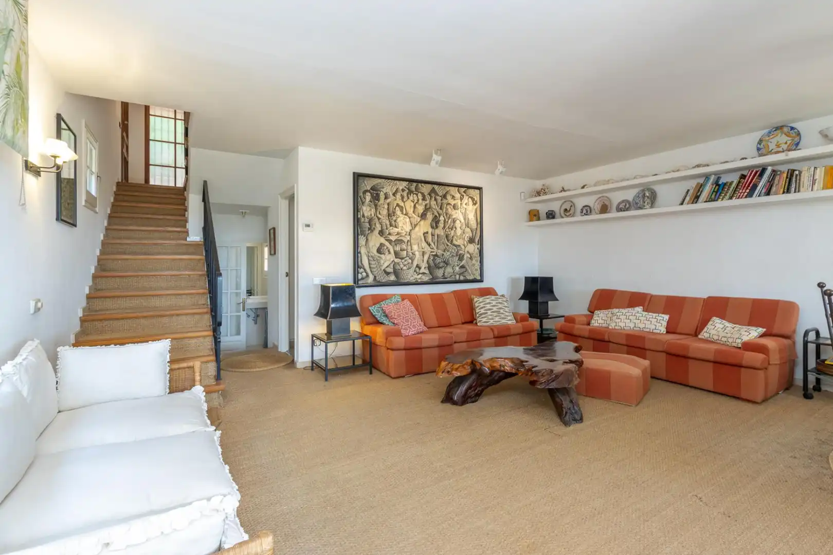 Sala d'estar de Casa adosada en venda en Palafrugell amb Calefacció, Jardí privat i Terrassa