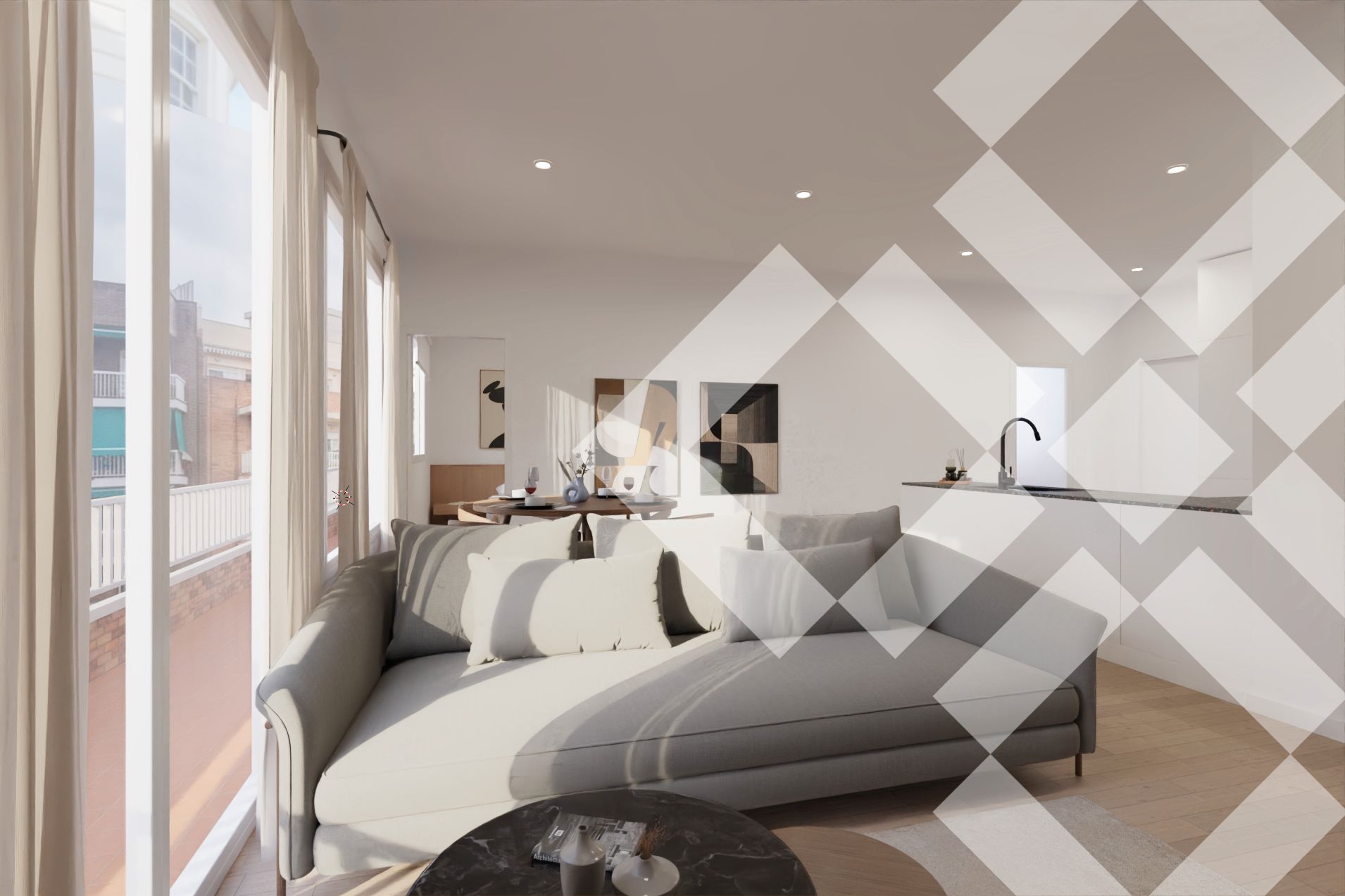 Sala de estar de Piso en venta en  Barcelona Capital con Aire acondicionado, Calefacción y Parquet