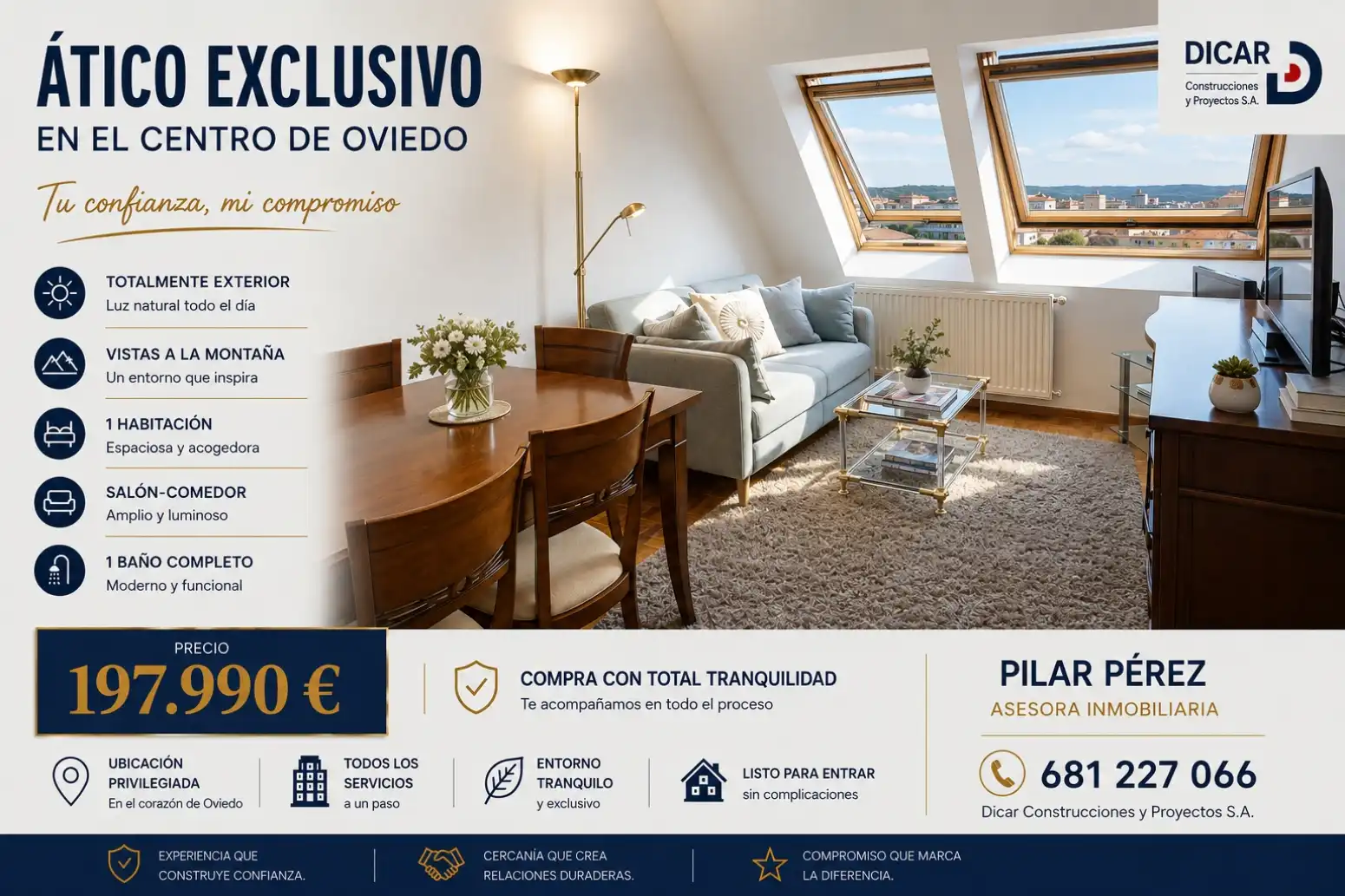 Sala d'estar de Àtic en venda en Oviedo  amb Calefacció, Jardí privat i Parquet