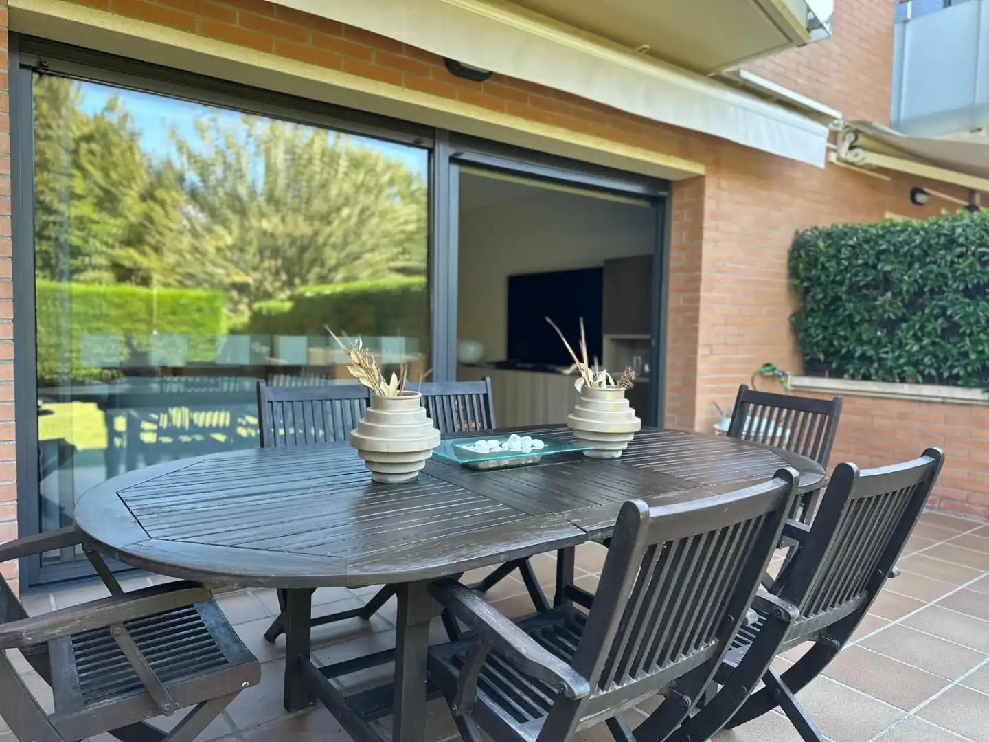 Terrasse von Einfamilien-Reihenhaus zum Verkauf in Cabrils mit Klimaanlage, Heizung und Privatgarten