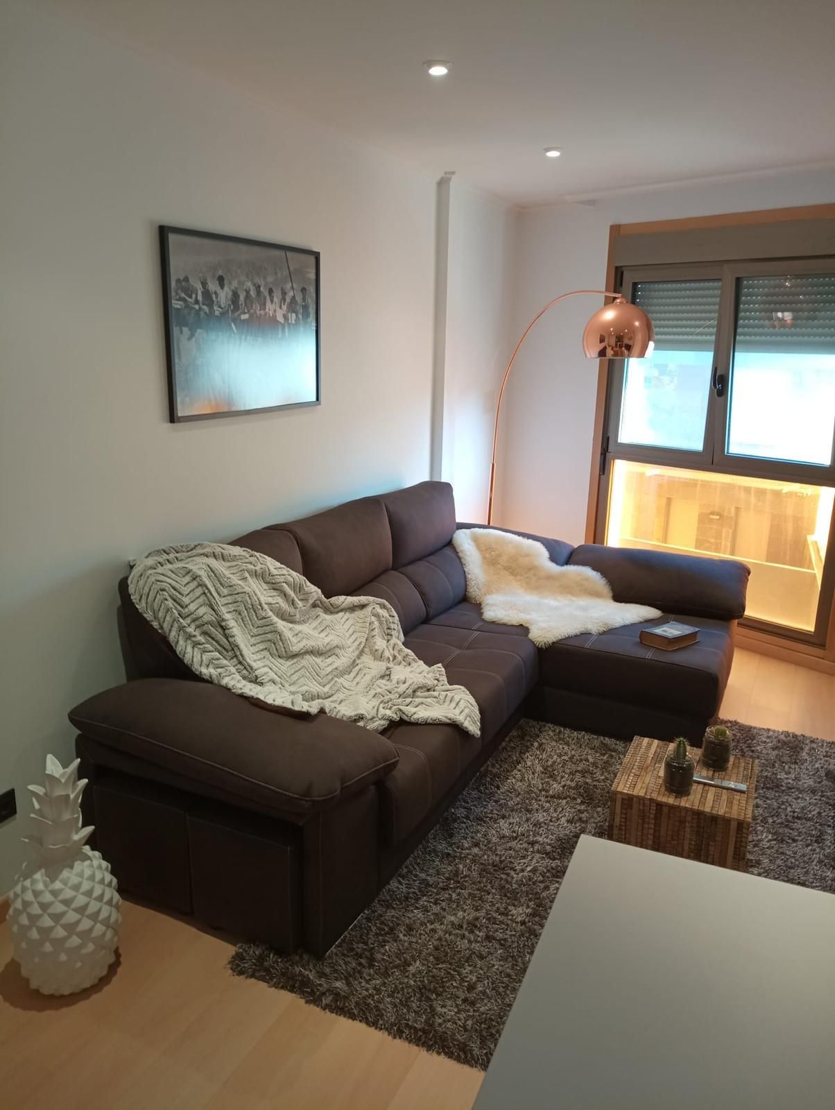 Sala de estar de Apartamento en venta en Sanxenxo con Calefacción, Parquet y Terraza
