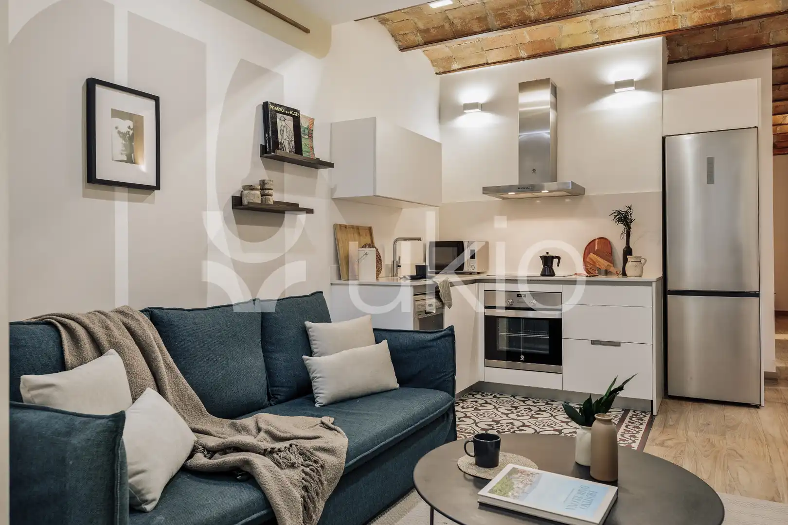 Sala de estar de Apartamento de alquiler en Barcelona con Aire acondicionado, Calefacción y Terraza