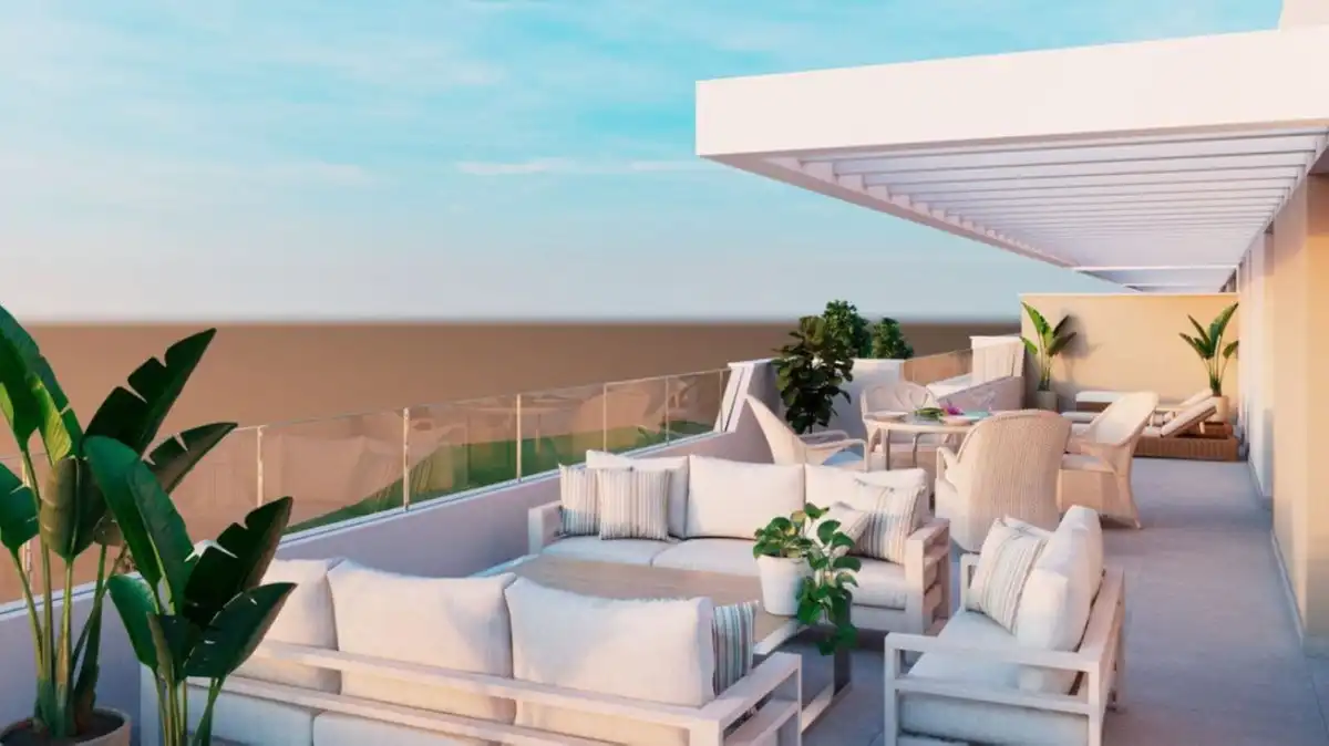 Terrasse von Wohnungen zum Verkauf in Mijas mit Klimaanlage, Privatgarten und Terrasse