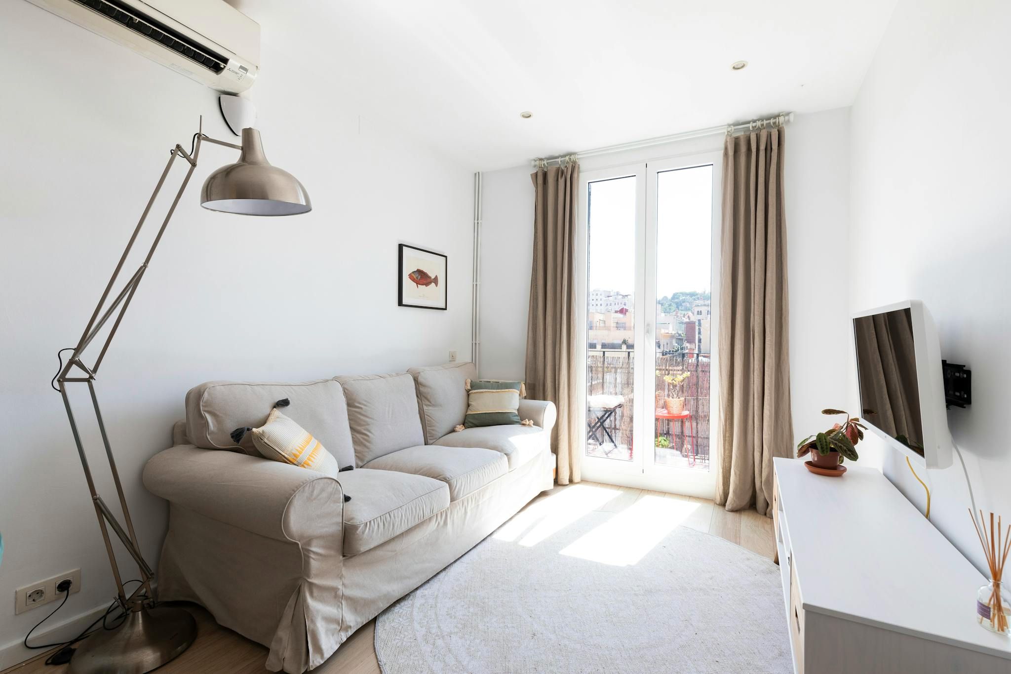 Sala d'estar de Pis de lloguer en  Barcelona Capital amb Aire condicionat, Calefacció i Moblat