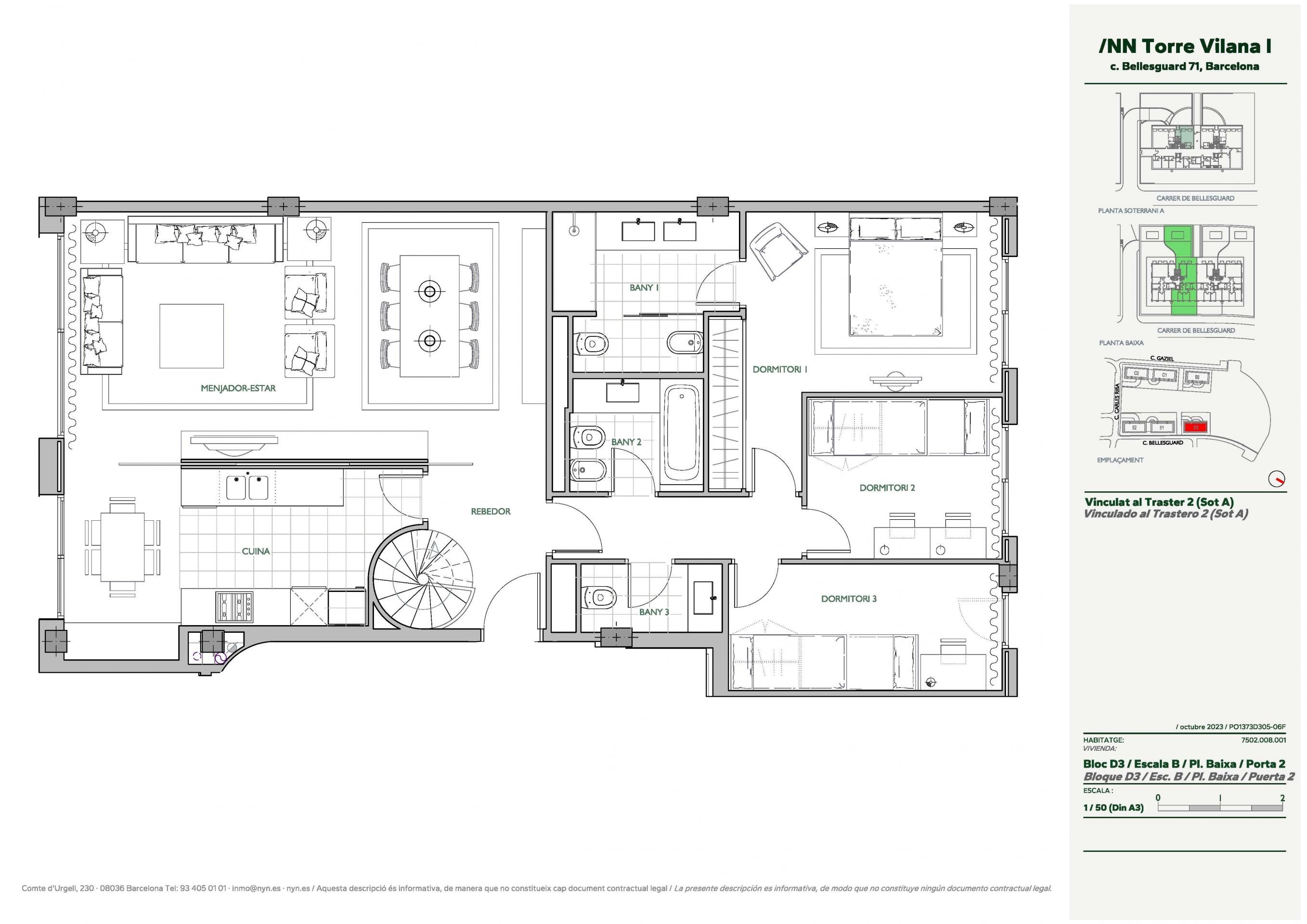 Piso de alquiler en  Barcelona Capital con Aire acondicionado, Calefacción y Jardín privado