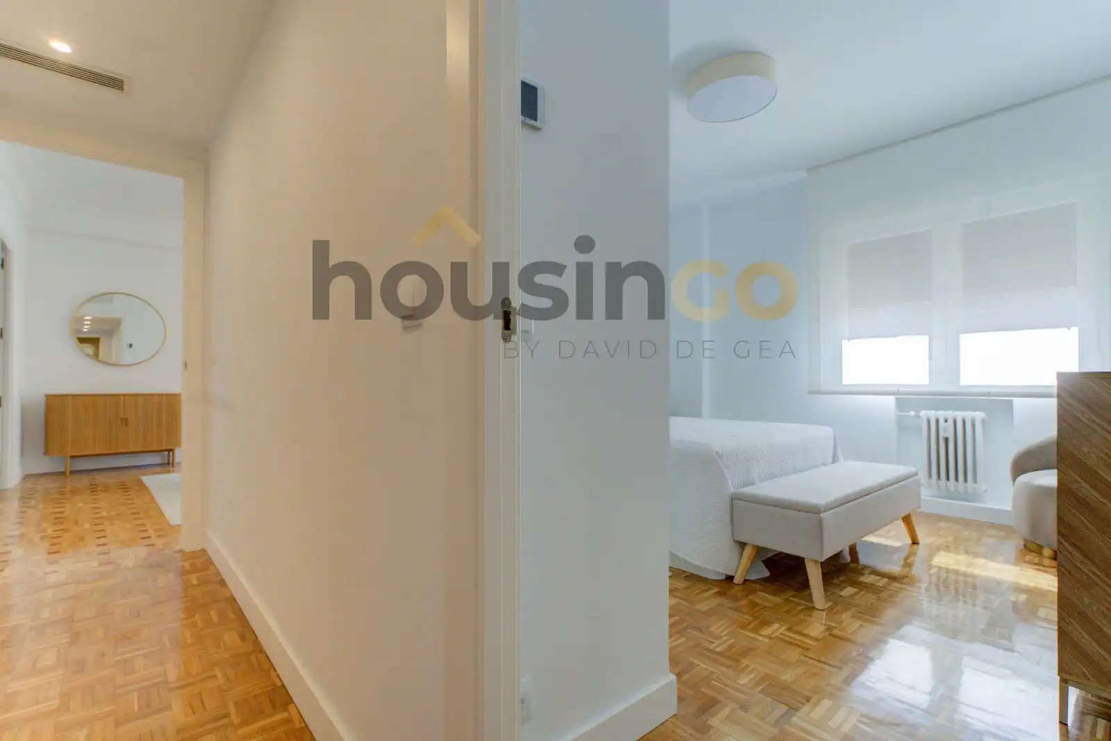 Bedroom of Flat for rent in Madrid  with Air Conditioner, Parquet flooring and Terrace