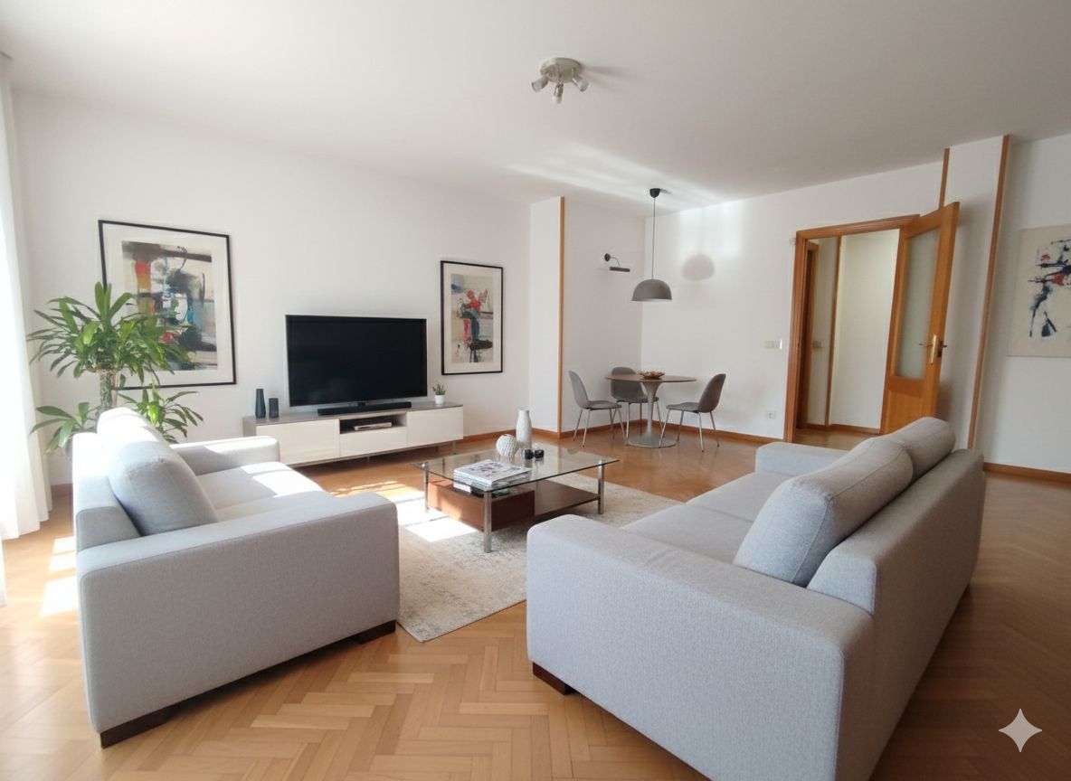 Living room of Flat for sale in  Madrid Capital  with Heating, Parquet flooring and Alarm