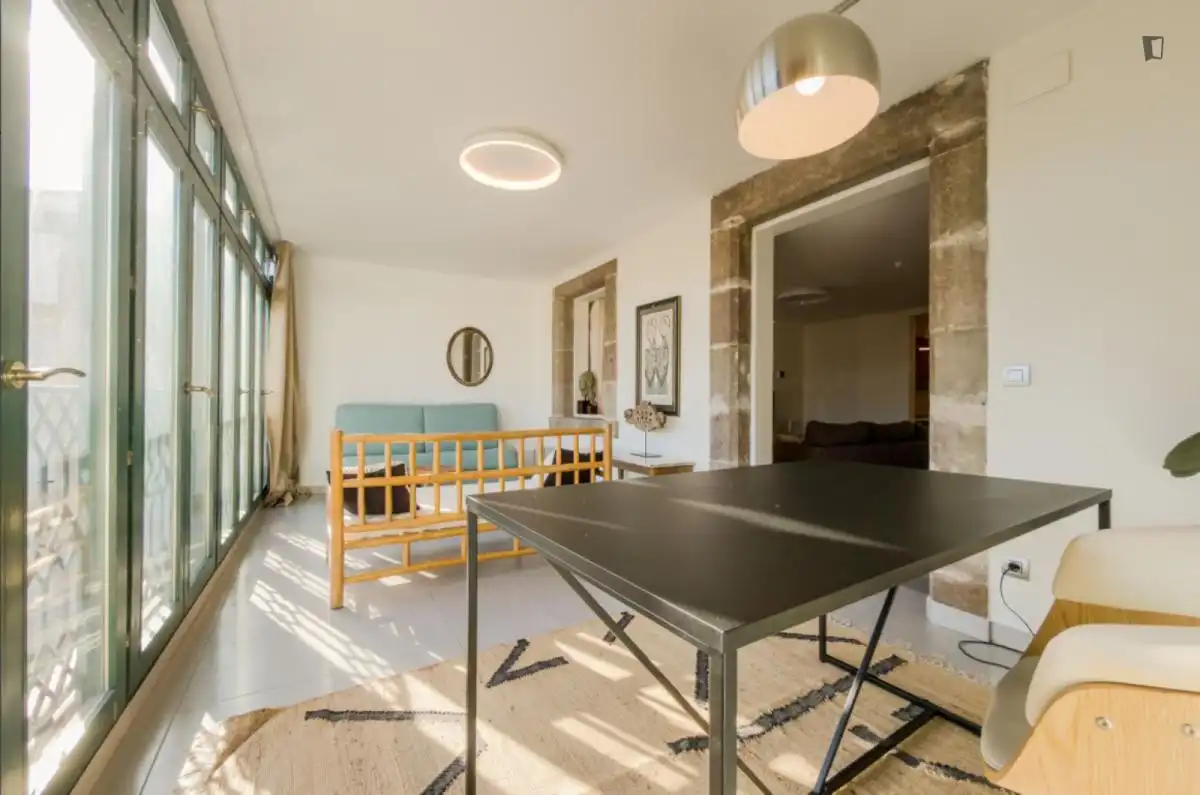 Sala de estar de Apartamento de alquiler en Barcelona con Aire acondicionado, Calefacción y Amueblado