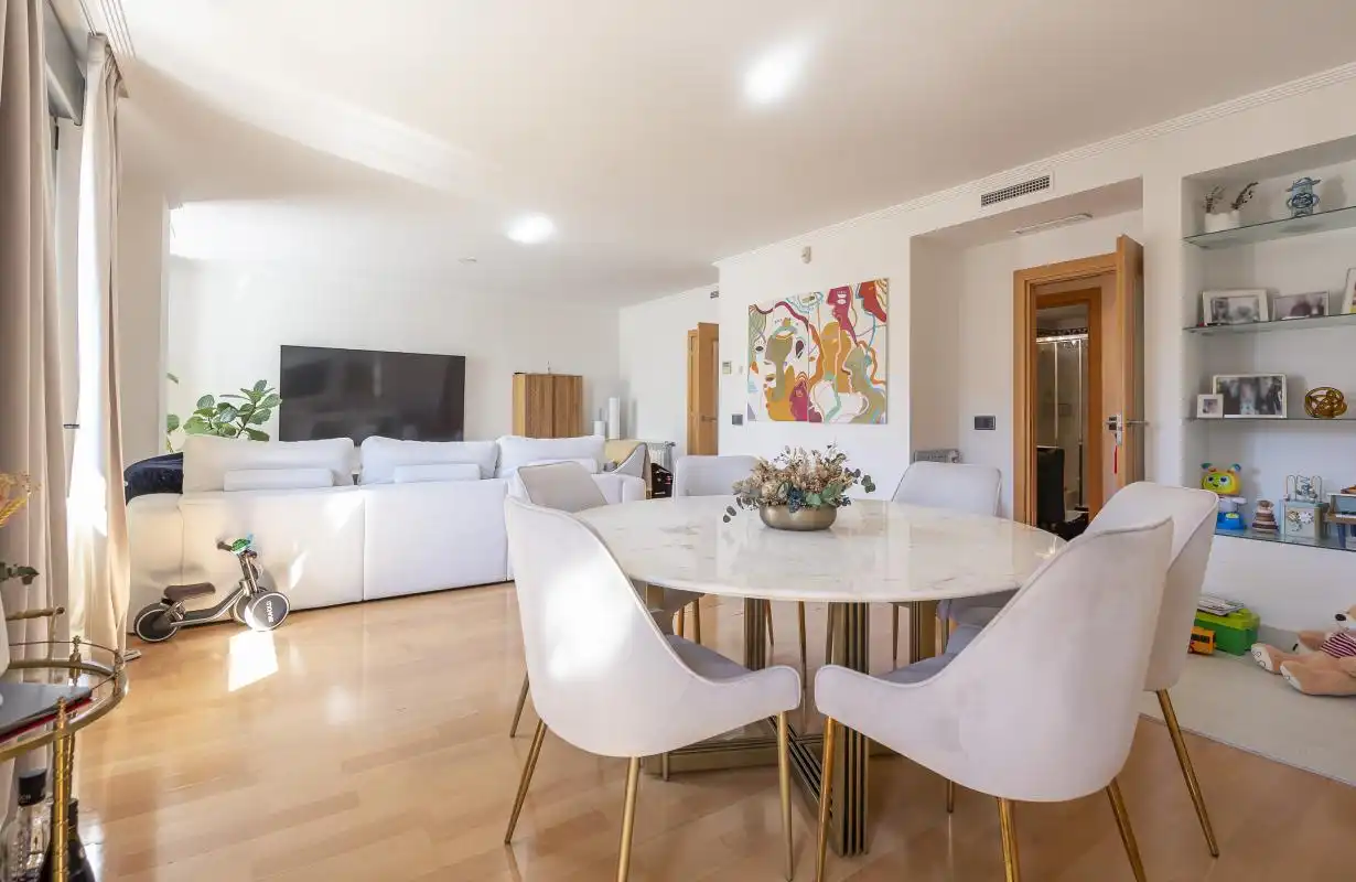Sala d'estar de Àtic en venda en Madrid amb Aire condicionat, Calefacció i Jardí privat