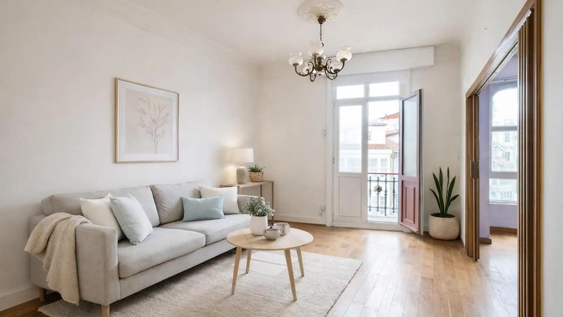 Sala de estar de Piso en venta en A Coruña Capital  con Parquet y Balcón